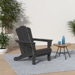 KINGYES Folding Adirondack Chair - Black All-Weather