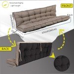 Khaki 3-Seat Waterproof Porch Swing Cushion 40"x63