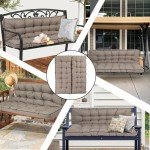 Khaki 3-Seat Waterproof Porch Swing Cushion 40"x63