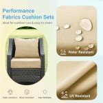 Beige Waterproof Outdoor Seat Cushion Set 24"x24