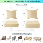 Beige Waterproof Outdoor Seat Cushion Set 24"x24