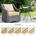 Beige Waterproof Outdoor Seat Cushion Set 24"x24