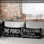 Black Farmhouse Outdoor Lumbar Pillow Covers - Set of 2