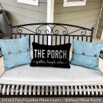 Black Farmhouse Outdoor Lumbar Pillow Covers - Set of 2