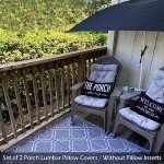 Black Farmhouse Outdoor Lumbar Pillow Covers - Set of 2