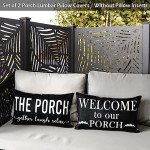 Black Farmhouse Outdoor Lumbar Pillow Covers - Set of 2