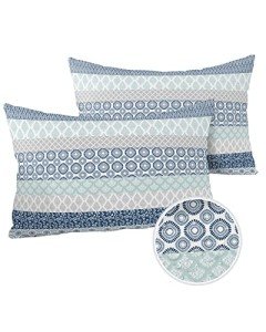 Blue Boho Stripe Outdoor Pillow Covers - Set of 2