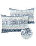 Blue Boho Stripe Outdoor Pillow Covers - Set of 2
