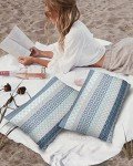 Blue Boho Stripe Outdoor Pillow Covers - Set of 2