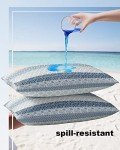 Blue Boho Stripe Outdoor Pillow Covers - Set of 2