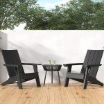 Set of 2 Black Adirondack Patio Chairs