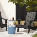 Set of 2 Black Adirondack Patio Chairs