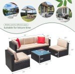 6-Piece Outdoor Rattan Sectional Sofa Set