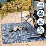 Coastal Palm Frond Area Rug, 8x10 Navy/Ivory