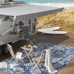 Coastal Palm Frond Area Rug, 8x10 Navy/Ivory