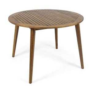 Round Acacia Wood Outdoor Dining Table, Teak