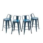 Set of 4 Industrial 30" Metal Bar Stools