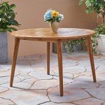 Round Acacia Wood Outdoor Dining Table, Teak