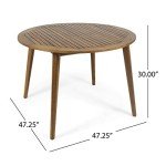 Round Acacia Wood Outdoor Dining Table, Teak