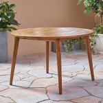 Round Acacia Wood Outdoor Dining Table, Teak