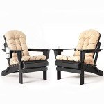 Set of 2 Folding Adirondack Chairs with Cushions