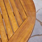 Round Acacia Wood Outdoor Dining Table, Teak