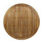 Round Acacia Wood Outdoor Dining Table, Teak