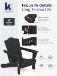 KINGYES Folding Adirondack Chair - Black All-Weather