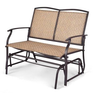 Tangkula 2-Person Outdoor Rocker Bench - Brown