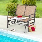 Tangkula 2-Person Outdoor Rocker Bench - Brown