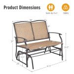 Tangkula 2-Person Outdoor Rocker Bench - Brown