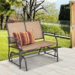 Tangkula 2-Person Outdoor Rocker Bench - Brown