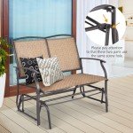 Tangkula 2-Person Outdoor Rocker Bench - Brown