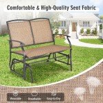 Tangkula 2-Person Outdoor Rocker Bench - Brown