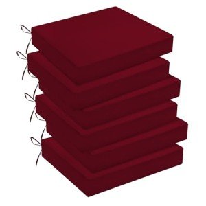Burgundy Water-Resistant Patio Chair Cushions Set of 6