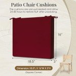 Burgundy Water-Resistant Patio Chair Cushions Set of 6