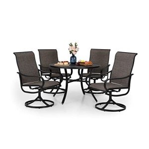 PHI VILLA 5-Piece Patio Dining Set with Umbrella Hole