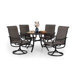 PHI VILLA 5-Piece Patio Dining Set with Umbrella Hole