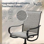 PHI VILLA 5-Piece Patio Dining Set with Umbrella Hole