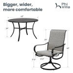 PHI VILLA 5-Piece Patio Dining Set with Umbrella Hole
