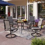 PHI VILLA 5-Piece Patio Dining Set with Umbrella Hole