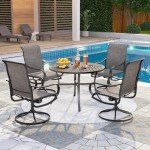 PHI VILLA 5-Piece Patio Dining Set with Umbrella Hole