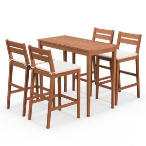 5-Piece Eucalyptus Wood Patio Bar Set