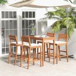 5-Piece Eucalyptus Wood Patio Bar Set