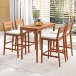 5-Piece Eucalyptus Wood Patio Bar Set