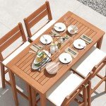 5-Piece Eucalyptus Wood Patio Bar Set