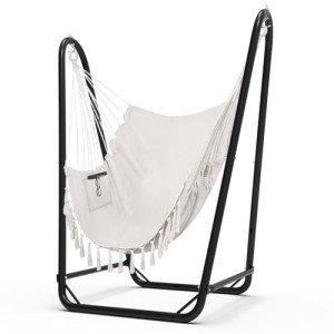 Heavy-Duty Hammock Chair with Stand for Indoors Outdoors