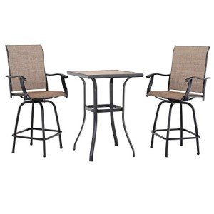 PHI VILLA 3-Piece Brown Swivel Bar Set
