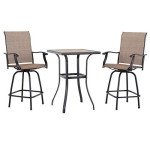PHI VILLA 3-Piece Brown Swivel Bar Set