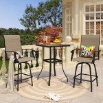 PHI VILLA 3-Piece Brown Swivel Bar Set